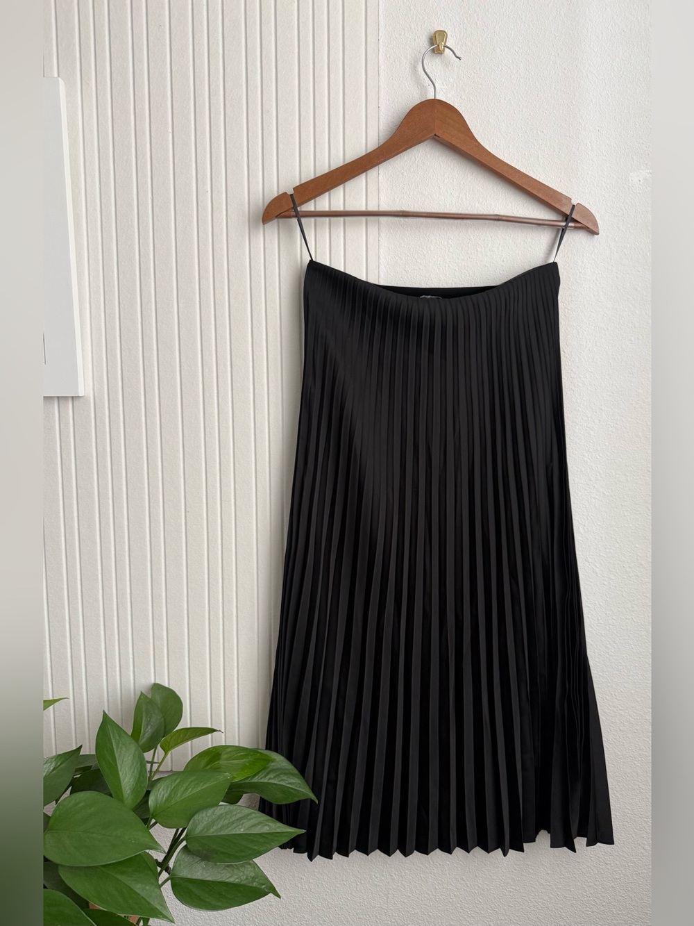 J. Crew Black Pleated Midi Skirt